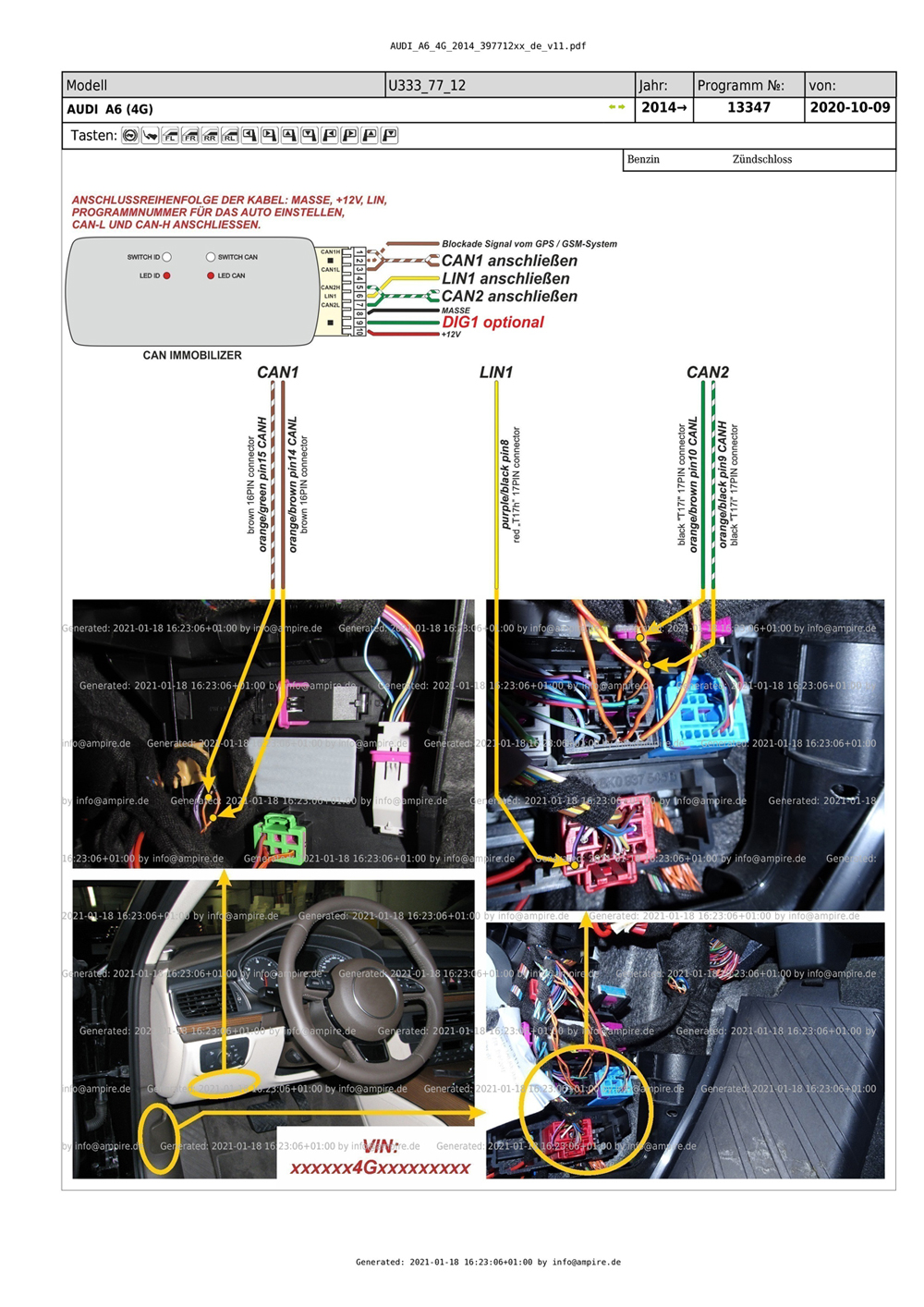 WFS400-LIN AMPIRE CAN/LIN-Bus Wegfahrsperre Code